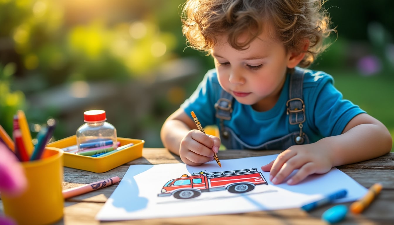 Coloriage du camion de pompiers : découvrez des dessins ludiques et éducatifs